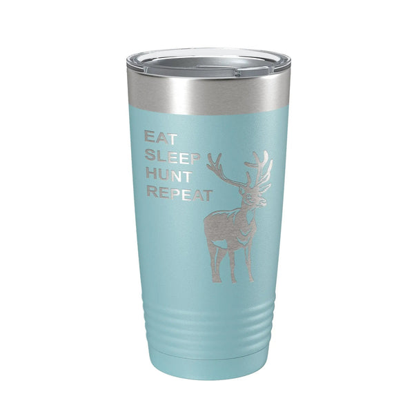 Bye Felicia® — Deer Hunter: Eat. Sleep. Hunt. Repeat. Laser-Etched Tumbler 🦌🔥-Tumblers - 20 oz Polar Camel-CarveBright-Light Blue-Bye Felicia Goods