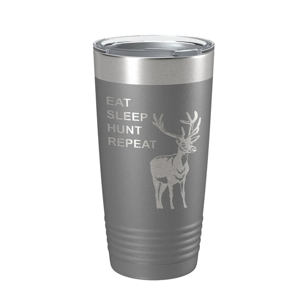 Bye Felicia® — Deer Hunter: Eat. Sleep. Hunt. Repeat. Laser-Etched Tumbler 🦌🔥-Tumblers - 20 oz Polar Camel-CarveBright-Dark Gray-Bye Felicia Goods