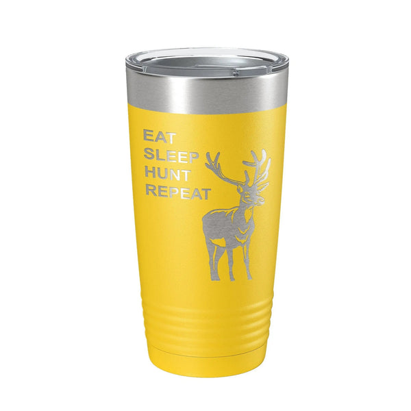 Bye Felicia® — Deer Hunter: Eat. Sleep. Hunt. Repeat. Laser-Etched Tumbler 🦌🔥-Tumblers - 20 oz Polar Camel-CarveBright-Yellow-Bye Felicia Goods