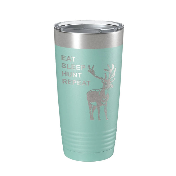 Bye Felicia® — Deer Hunter: Eat. Sleep. Hunt. Repeat. Laser-Etched Tumbler 🦌🔥-Tumblers - 20 oz Polar Camel-CarveBright-Teal-Bye Felicia Goods