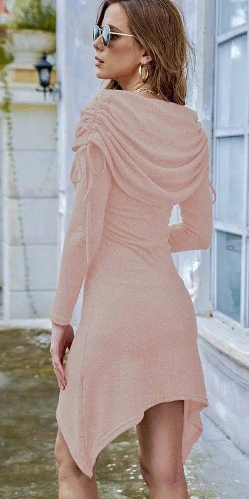 Bye Felicia® Pink Off-Shoulder Sweater Maxi Dress – Cozy Bouclé Knit Bye Felicia Goods