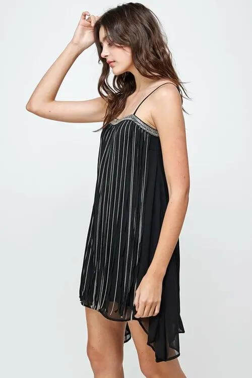 Bye Felicia® Metal Fringe Mini Dress – Sparkly Party Show-Stopper-Bye Felicia Goods-Bye Felicia Goods