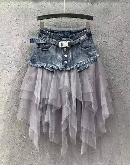 Bye Felicia® Denim Tutu Skirt – Jean Waistband with Layered Tulle Bye Felicia Goods