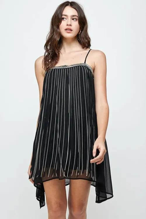 Bye Felicia® Metal Fringe Mini Dress – Sparkly Party Show-Stopper-Bye Felicia Goods-Bye Felicia Goods
