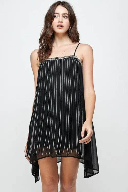 Bye Felicia® Metal Fringe Mini Dress – Sparkly Party Show-Stopper-Bye Felicia Goods-Bye Felicia Goods