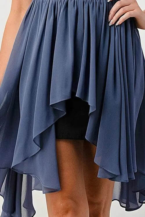 Bye Felicia® Strapless Hi-Low Dress – Vegan Leather & Flowy Skirt Bye Felicia Goods