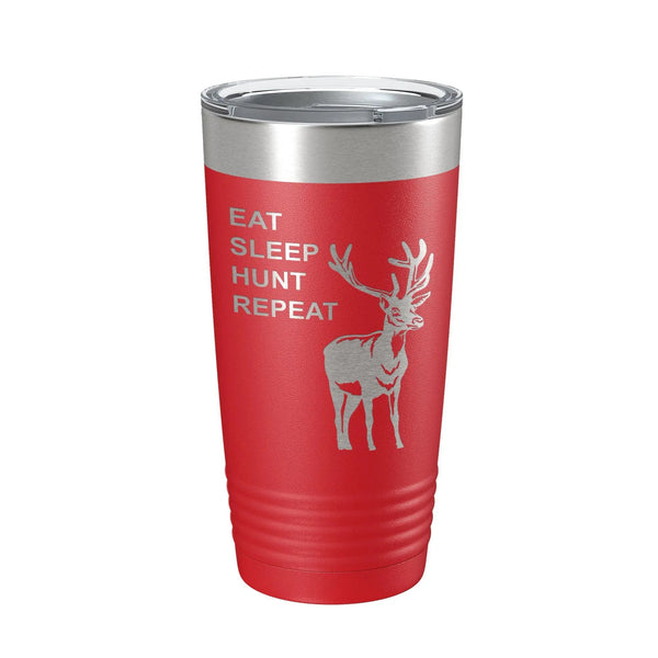 Bye Felicia® — Deer Hunter: Eat. Sleep. Hunt. Repeat. Laser-Etched Tumbler 🦌🔥-Tumblers - 20 oz Polar Camel-CarveBright-Red-Bye Felicia Goods