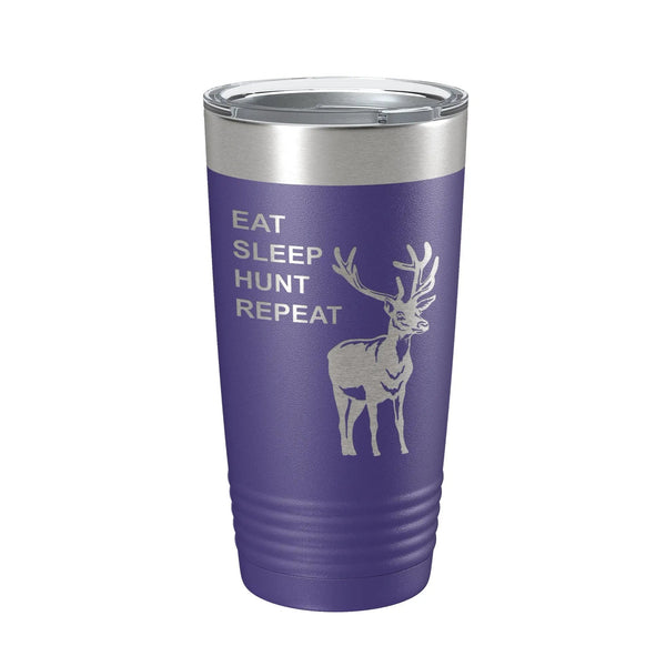 Bye Felicia® — Deer Hunter: Eat. Sleep. Hunt. Repeat. Laser-Etched Tumbler 🦌🔥-Tumblers - 20 oz Polar Camel-CarveBright-Purple-Bye Felicia Goods