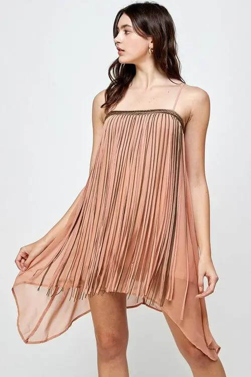 Bye Felicia® Metal Fringe Mini Dress – Sparkly Party Show-Stopper-Bye Felicia Goods-Bye Felicia Goods