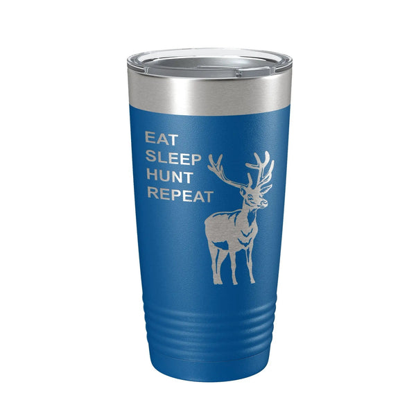 Bye Felicia® — Deer Hunter: Eat. Sleep. Hunt. Repeat. Laser-Etched Tumbler 🦌🔥-Tumblers - 20 oz Polar Camel-CarveBright-Royal Blue-Bye Felicia Goods
