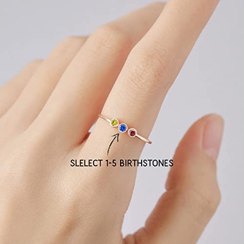 Bye Felicia Goods® Custom Birthstone Ring – Personalized Family Birthstone Ring | Sterling Silver Mother’s Ring Gift (Up to 5 Stones)