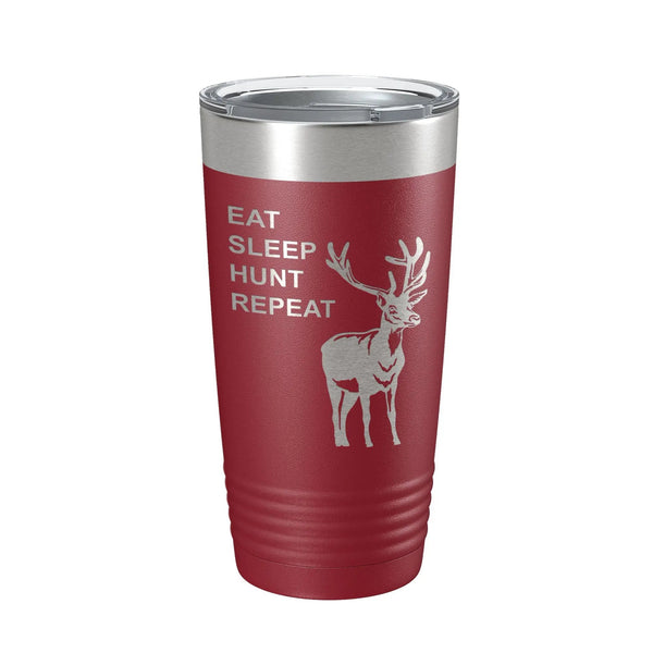 Bye Felicia® — Deer Hunter: Eat. Sleep. Hunt. Repeat. Laser-Etched Tumbler 🦌🔥-Tumblers - 20 oz Polar Camel-CarveBright-Maroon-Bye Felicia Goods