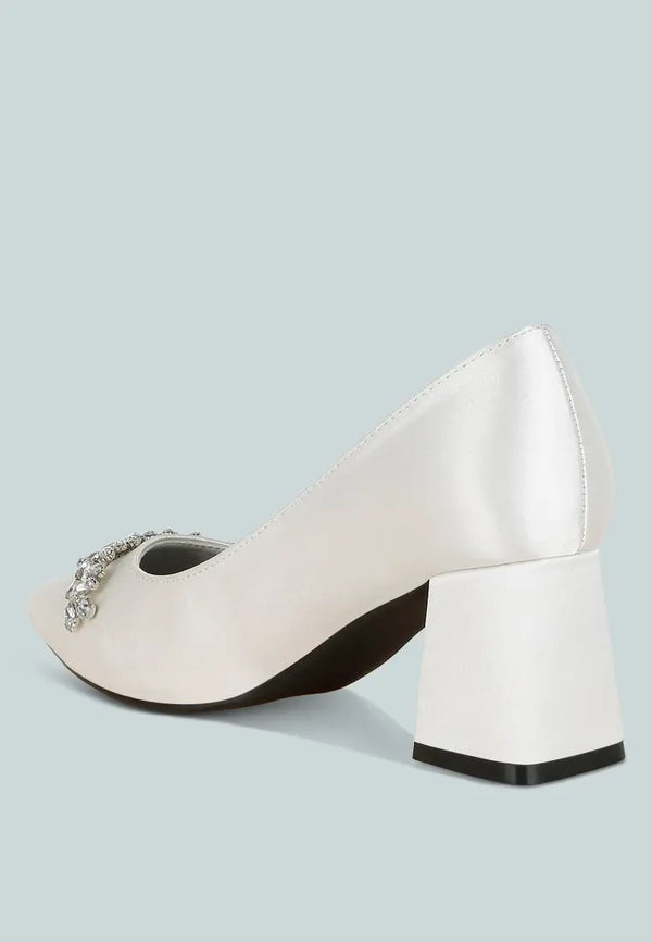 Abatina Satin Diamante Embellished Pumps-2