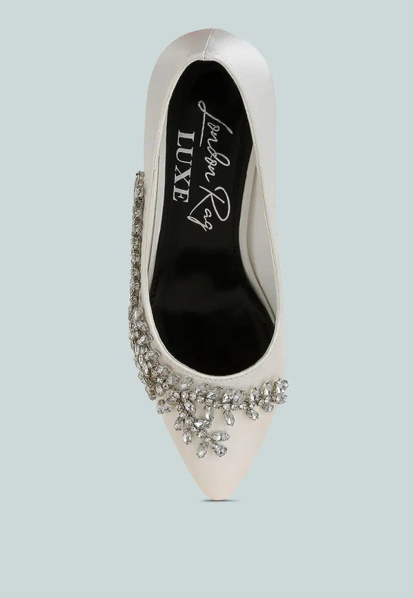 Abatina Satin Diamante Embellished Pumps-3