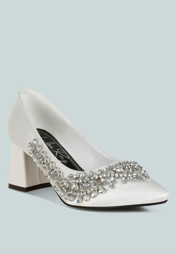 Abatina Satin Diamante Embellished Pumps-1