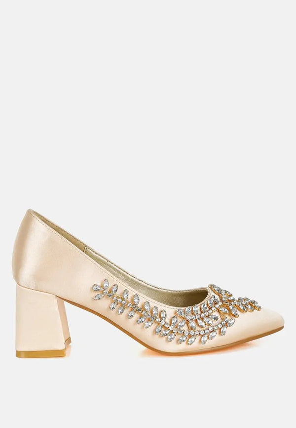 Abatina Satin Diamante Embellished Pumps-5