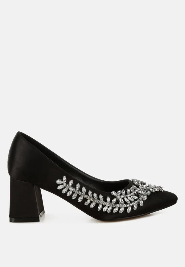 Abatina Satin Diamante Embellished Pumps-7