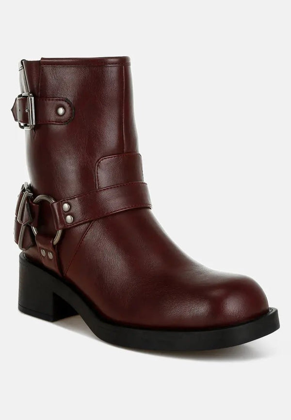 Caribou Harness Detail Biker Boots-1