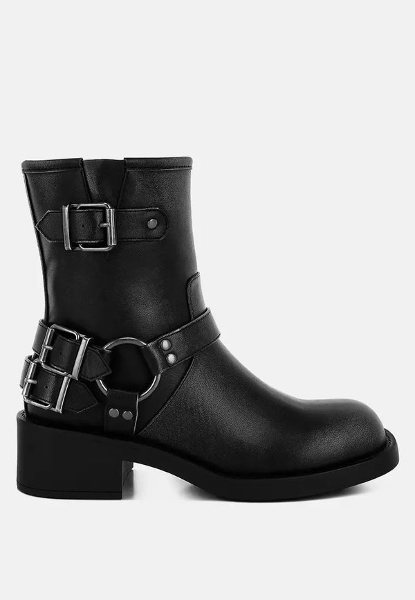 Caribou Harness Detail Biker Boots-5