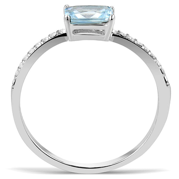 Bye Felicia Goods® Sea Blue CZ Ring – High-Polish Stainless Steel
