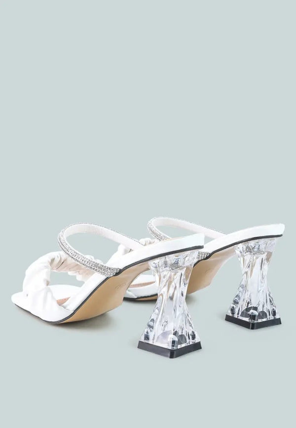 Date Look Clear Heel Rhinestone Sandals-3