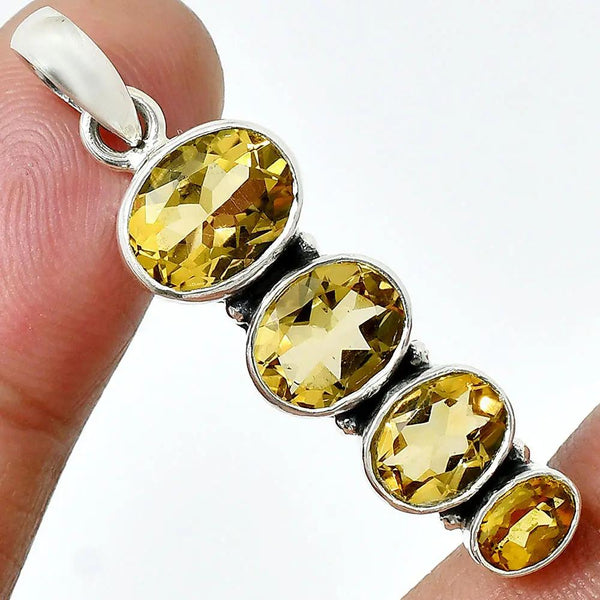 Bye Felicia® — Women's Natural Gemstone Oval Pendant in 925 Sterling Silver 💎✨-925 Sterling Silver Pendant-DESIRE GEM-Citrine-Bye Felicia Goods
