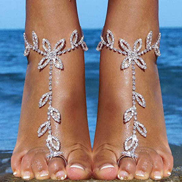 Bye Felicia Goods® Boho Sparkle Cubic Zirconia Anklet – 11" Adjustable Beach & Everyday Anklet
