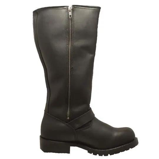 Men's 16" Black Engineer Zipper Biker Leather Boots-4
