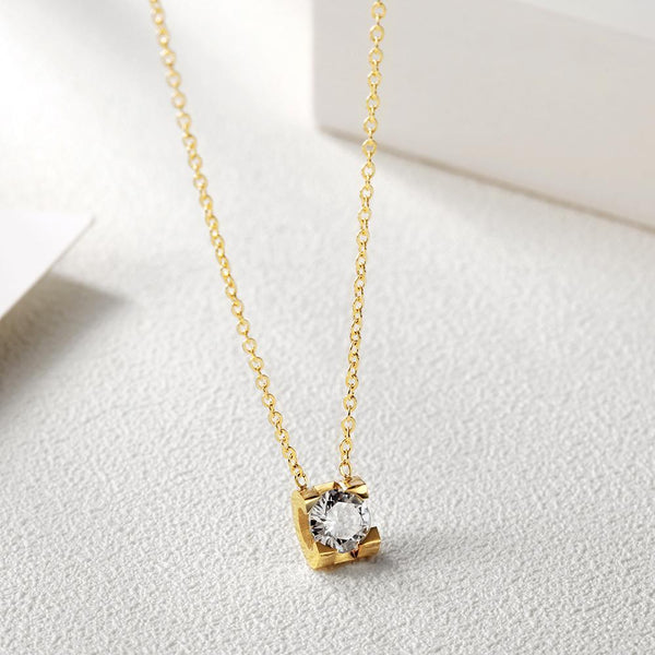 Bye Felicia Goods® CZ Pendant Necklace – 14K Gold PVD over Surgical Stainless Steel