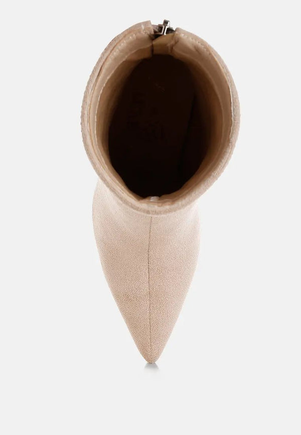 Podstar Rhinestones Embellished Foldover Boots-3