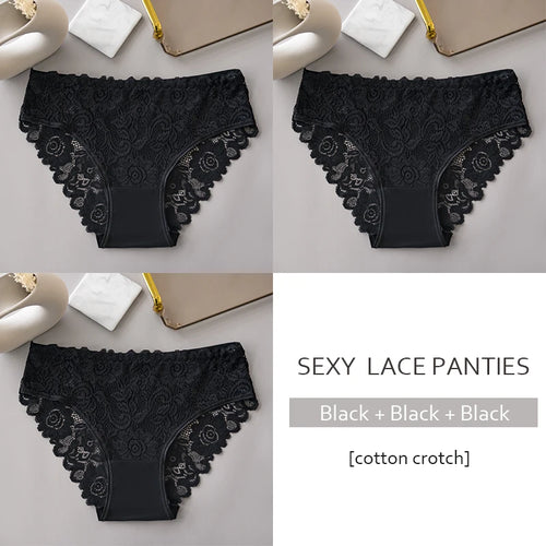 Bye Felicia Goods® 3-Piece Luxury Floral Lace Panty Set – Sexy Embroidered Briefs