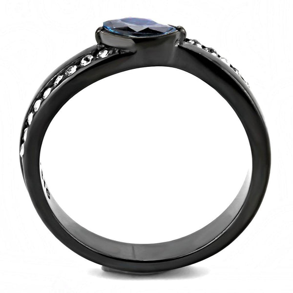 Bye Felicia Goods® Sea Blue CZ Ring – IP Gunmetal Stainless Steel