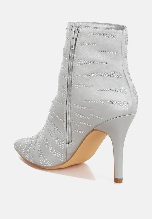 Toget Satin Rhinestone Ankle Party Boots-Boots-London Rag-Bye Felicia Goods