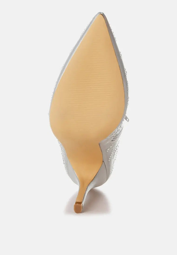 Toget Satin Rhinestone Ankle Party Boots-Boots-London Rag-Bye Felicia Goods