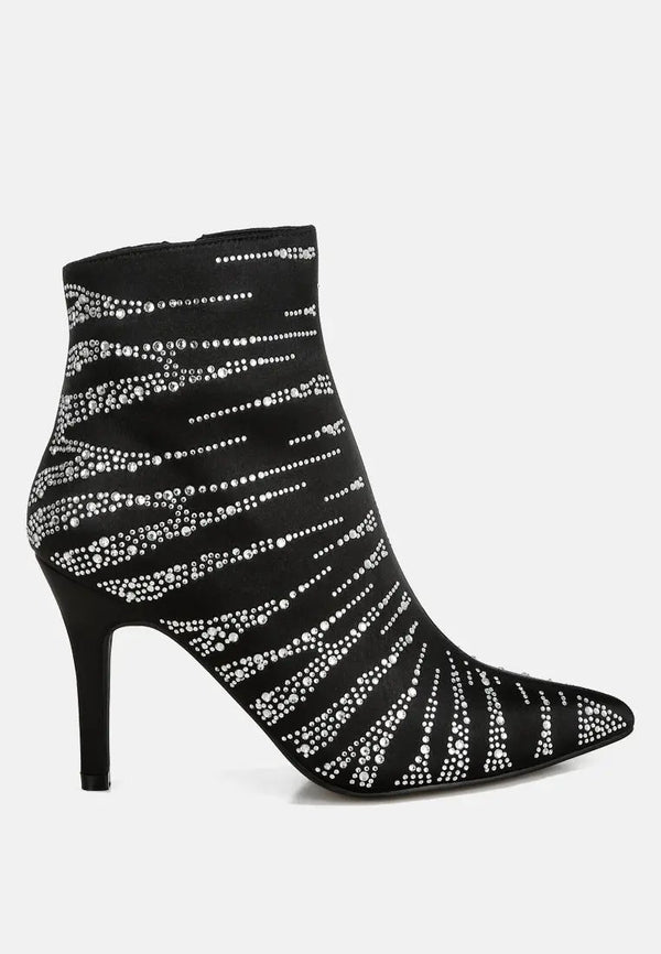 Toget Satin Rhinestone Ankle Party Boots-Boots-London Rag-Black-US-5 / UK-3 / EU-36-Bye Felicia Goods