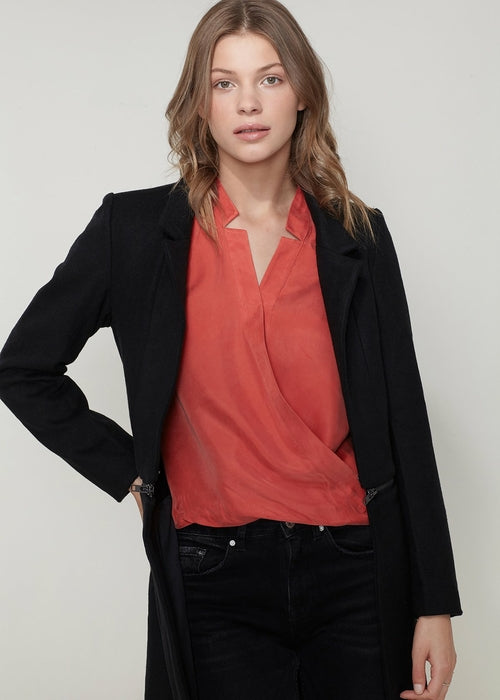 Bye Felicia Goods® Women’s Convertible Wool-Blend Jacket – Zip-In Longline Open Front Coat