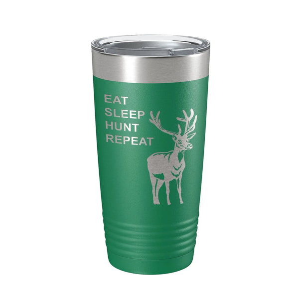 Bye Felicia® — Deer Hunter: Eat. Sleep. Hunt. Repeat. Laser-Etched Tumbler 🦌🔥-Tumblers - 20 oz Polar Camel-CarveBright-Green-Bye Felicia Goods