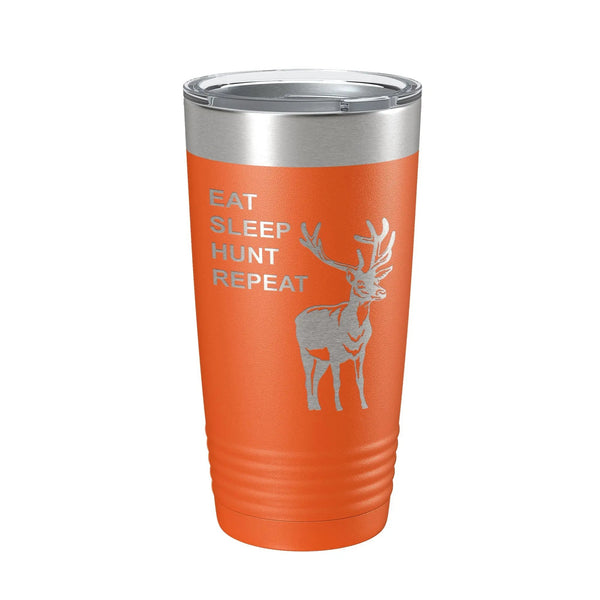 Bye Felicia® — Deer Hunter: Eat. Sleep. Hunt. Repeat. Laser-Etched Tumbler 🦌🔥-Tumblers - 20 oz Polar Camel-CarveBright-Orange-Bye Felicia Goods