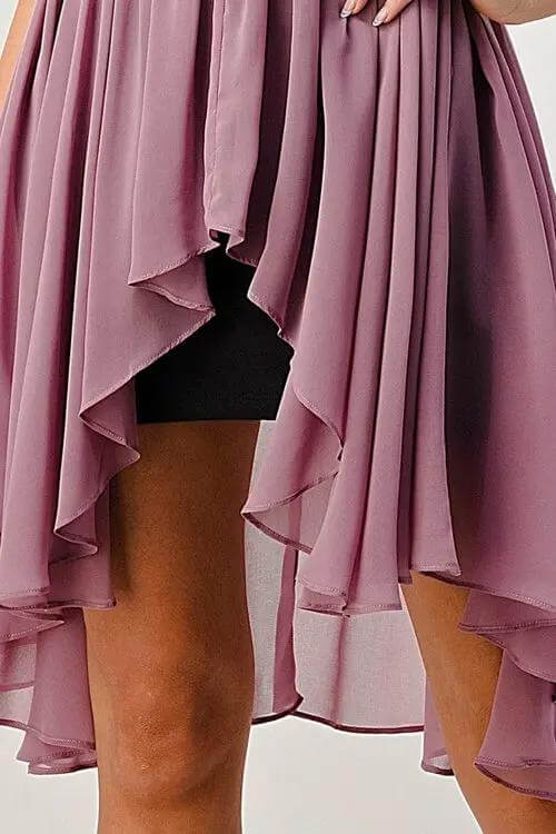 Bye Felicia® Strapless Hi-Low Dress – Vegan Leather & Flowy Skirt Bye Felicia Goods