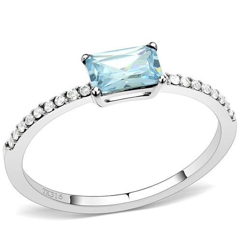 Bye Felicia Goods® Sea Blue CZ Ring – High-Polish Stainless Steel