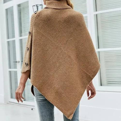 Bye Felicia® Women’s Turtleneck Poncho – Chic Cozy Layer with Button Detail-Bye Felicia Goods-Bye Felicia Goods