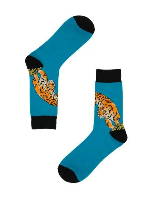 Bye Felicia® Tiger Crew Socks – Fierce Animal Print by Real Sic Bye Felicia Goods