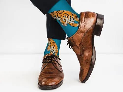 Bye Felicia® Tiger Crew Socks – Fierce Animal Print by Real Sic Bye Felicia Goods