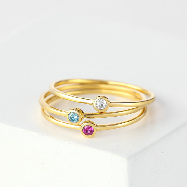 Bye Felicia Goods® Custom Birthstone Ring – Personalized Family Birthstone Ring | Sterling Silver Mother’s Ring Gift (Up to 5 Stones)