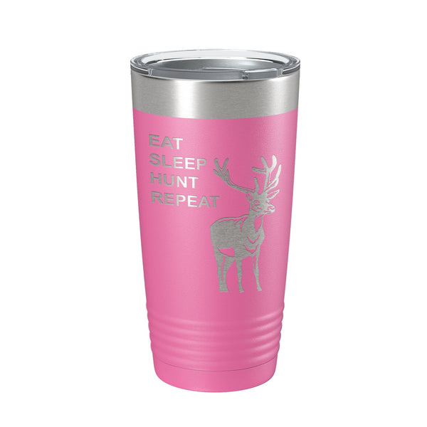 Bye Felicia® — Deer Hunter: Eat. Sleep. Hunt. Repeat. Laser-Etched Tumbler 🦌🔥-Tumblers - 20 oz Polar Camel-CarveBright-Pink-Bye Felicia Goods