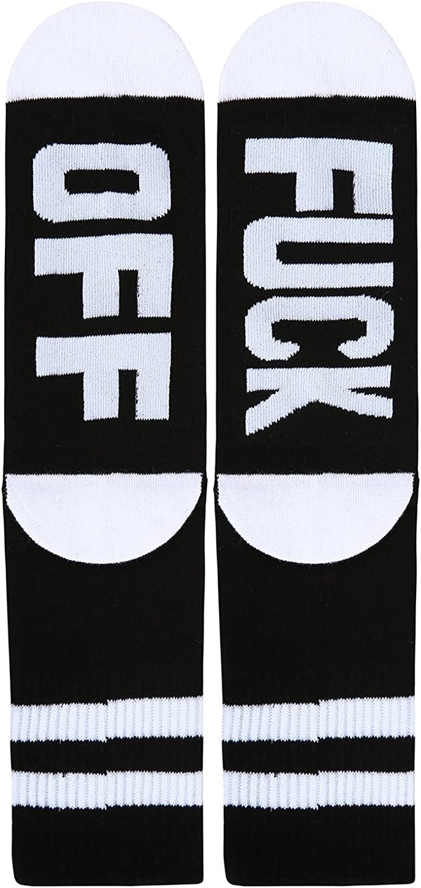 Bye Felicia Goods® “F Off” Knitted Socks – Cute & Funny Crew Socks**