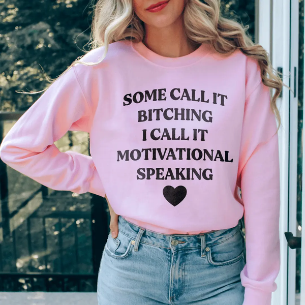 š¬ Bye FeliciaĀ® āMotivational Speakingā Sweatshirt ā Funny Womenās Quote Sweatshirt-Sweat Shirt-Merchmallow-Light Pink-S-Bye Felicia Goods