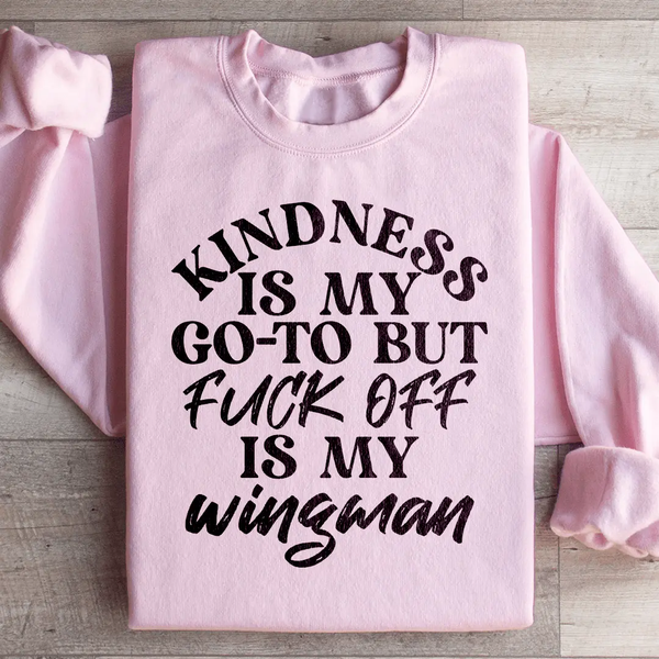 Bye Felicia® “Kindness & Wingman” Hoodie – Funny Graphic Pullover for Bold Personalities-Sweat Shirt-Merchmallow-Light Pink-S-Bye Felicia Goods