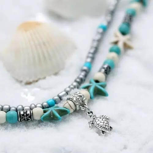 🌊 Bye Felicia® “Sea You Lookin’ Cute” Double-Layer Ocean Charm Anklet-Bye Felicia Goods-Bye Felicia Goods