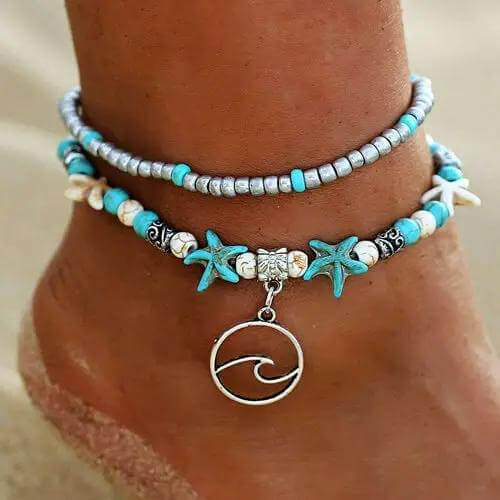 🌊 Bye Felicia® “Sea You Lookin’ Cute” Double-Layer Ocean Charm Anklet-Bye Felicia Goods-Bye Felicia Goods